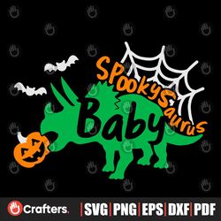 Spooky Saurus Baby Svg, Halloween Dinosaur Svg, Baby Cut Files, Triceratops Svg Dxf Eps Png, Funny Svg, Kids Shirt Desi