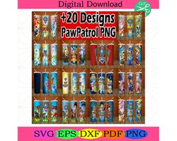 20oz Paw Patrol Tumbler PNG Bundle, Skinny Tumbler PNG, Kids Cartoon PngTumbler Bundle, 20 Cartoon Design,Skinny Tumbler