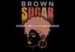 Brown Sugar Afro Woman Face Melanin Portrait Mohawk Hairstyle Hoops Earrings SVG PNG JPG Vector Clipart Cricut Silhouett