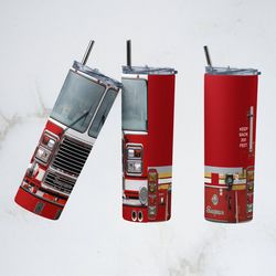Fire engine Tumbler, firefighter Straight Sublimation wrap Skinny Tumbler, Fire truck Sublimation Skinny Tumbler