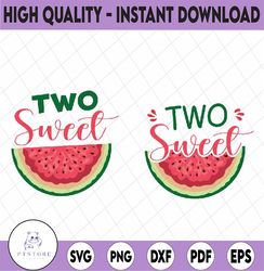 Two Sweet Svg, 2nd Birthday Cut File, Watermelon Birthday Svg, Two Year Old Saying, Watermelon Party Summer Svg