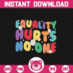 Groovy Equality Hurts No One Rainbow LGBT Lesbian Gay Pride Svg, Equality Saying Png, Equality Quote Png, Digital Downlo