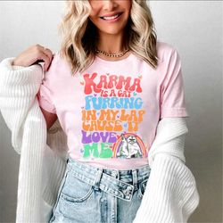 Karma is a Cat Taylor Swift Midnights T-shirt, Meet Me At Midnight, Swiftie, Karma Is a Cat Purring In My Lap Cause It L
