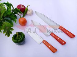 custom handmade personalization chef knife set stainless steel kitchen knives with leather gift knives mk5035a