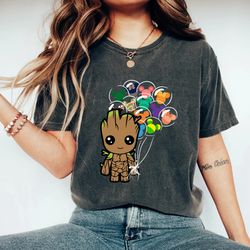 Baby Groot Balloons Comfort Shirt, Marvel Guardians Of The Galaxy Groot Shirt, D