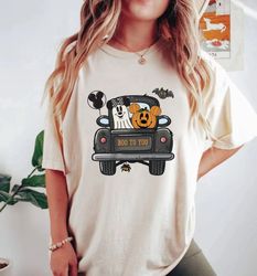 Boo To You Mickey Pumpkin Truck Comfort Shirt, Mickey Minnie Ghost Halloween Shi