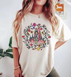 Magic Kingdom Castle Comfort Shirt, Floral Disney Shirt, Disey Trip Shirt, Princ