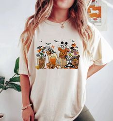 Spooky Mouse and Friends Comfort Shirt, Disney Coffee Halloween Shirt, Pumpkin M