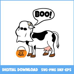 Halloween Cow Ghost Costume Cute Boo Svg, Cow Svg, Ghost Svg, Pumpkin Svg, Halloween Svg, Ai Digital File