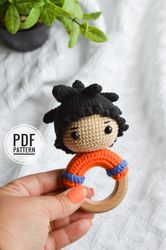 Amigurumi son Goku crochet pattern baby rattle, crochet super hero for newborn