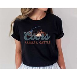Western TShirt, Coors Cowboy Tshirt, Cow Print Shirt, Coors Rodeo T-Shirt, Country Girl Shirt, Western T Shirt, Rodeo T-