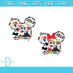 My First Trip To Disney Mickey And Minnie Head SVG Cutting Files