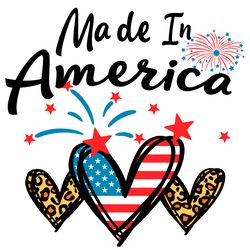 Made In America Usa Flag Leopard Heart Svg