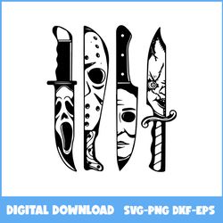 Horror Movie Characters In Knives Svg, Horror Movie Characters Svg, Horror Movie Svg, Halloween Svg, Ai Digital File