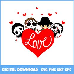 Horror Movie Chibi Valentine Svg, Horror Movie Characters Svg, Horror Movie Svg, Valentine's Day Svg, Ai Digital File