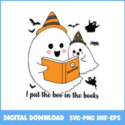 I Put The Boo In The Book Svg, Book Svg, Ghost Svg, Halloween Svg, Ai Digital File