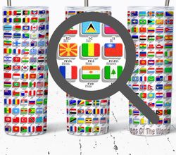 3D All Flags Of The World Tumbler, Design Straight Tumbler, Design Straight Skinny Tumbler