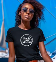 Mockup of a Woman wearing a Black Bella Canvas 3001 T-shirt, Female Model, Girl Styled Shirt Mockup, Nautical Tshirt w/