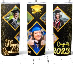 2023 Graduation Celebration Photo Collage Tumbler, Design Straight Tumbler, Design Straight Skinny Tumbler
