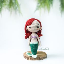Ariel the little mermaid crochet amigurumi, amigurumi mermaid princess doll, stuffed doll, crochet doll for sale, birthd