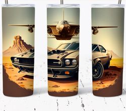 Muscle Car And Fighter Jet Tumbler, Muscle Car And Fighter Jet Skinny Tumbler