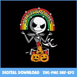 Jack Skellington Halloween Svg, Pumpkin Svg, Rainbow Svg, Jack Skellington Svg, Halloween Svg, Ai Digital File
