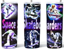 Space Skateboarders Tumbler, Space Skateboarders Skinny Tumbler