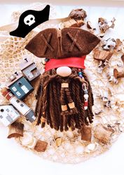 pirate gnome. scandinavian gnome. handmade gnome. stuffed gnome doll. home decor. home gift hygge style.