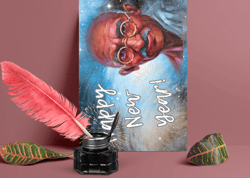 Happy New Year! A digital greeting card with the leader Mahatma Gandhi.