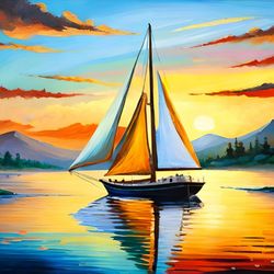 Abstract sailboat painting 3d modern oil painting on canvas