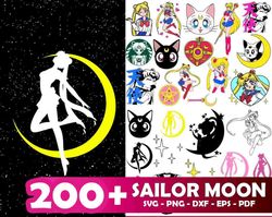 Sailor Moon svg bundle, Sailor Moon png , Silhouette, digital download, I nstant Download /