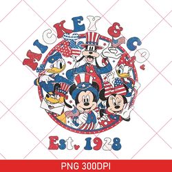 Retro Mickey And Co Est 1928 PNG, Vintage Disney 4th Of July PNG, Disney Holiday PNG, Disney Independence PNG 300DPI