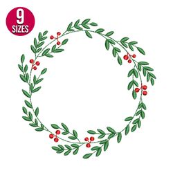 Christmas Wreath embroidery design, Machine embroidery pattern, Instant Download