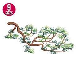 Pine Branch embroidery design, Machine embroidery pattern, Instant Download