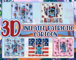 3d inflated blue animal 4th july 20oz sublimation tumbler designs, bubble wrap american flag tumbler png, bubble tumbler