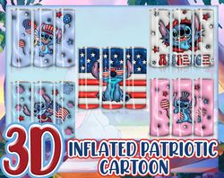 3D Inflated Blue Animal 4th July 20oz Sublimation Tumbler Designs, Bubble Wrap American Flag Tumbler Png, Bubble Tumbler