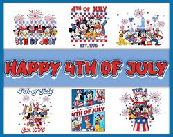 Mouse And Friends 4th Of July PNG Bundle, Patriotic Mouse And Friends Png, Happy 4th Of July, Red White And Blue Png, Fo