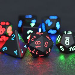Rechargeable Luminous LED Color Metal Flashy Dices