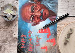 Happy Columbus Day! A digital greeting card with the leader Mahatma Gandhi.