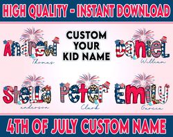 Personalized Fourth of July Kids Shirt Design Bundle, 4th of July Kids Shirt Png, Patriotic Name Toddler Png, Digital Do