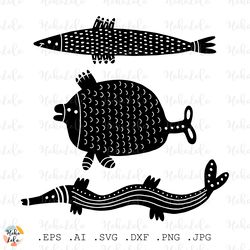 Fish Svg, Fish Linocut, Fish Scandi, Fish Clipart Png, Fish Stencil Dxf, Fish Templates Svg, Fish Boho