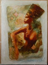 Author's Painting Portrait Egyptian princess  Handmade Art Wall Decor Hall Decor Cafe Decor