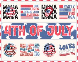 Loves Jesus And America Too SVG Bundle, 4th Of July Mama Svg, Party In The Usa Svg, Patriotic Svg, Memorial Day Svg, Dig