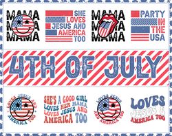 Loves Jesus And America Too SVG Bundle, 4th Of July Mama Svg, Party In The Usa Svg, Patriotic Svg, Memorial Day Svg, Dig
