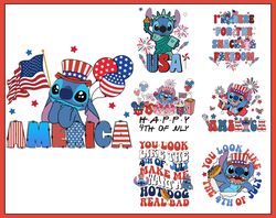 Blue Character Cartoon 4th Of July Png Bundle, Snack And Freedom Png, Funny Kid Shirt Png, American Png, Fourth Of July