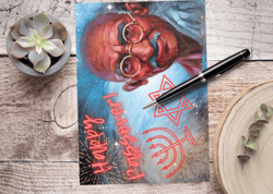 Happy Passover! Digital greeting card with the leader Mahatma Gandhi.