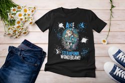 Alice Steampunk Wonderland Shirt, Alice Shirt, Steampunk T Shirt, Anime Style Shirt, Digital Art Shirt, Wonderland Shirt