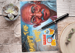 Happy Tax Day! Digital greeting card with the leader Mahatma Gandhi.