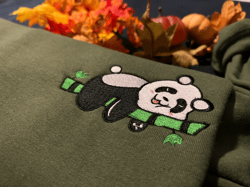 Embroidered Cute Panda Sweatshirt | Custom Embroidered Panda Crewneck Sweatshirt