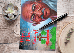 Happy Palm Sunday! Digital greeting card with the leader Mahatma Gandhi.